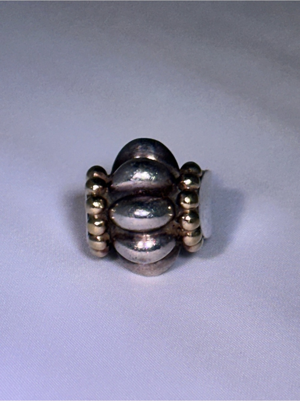 LAGOS Two-Tone Domed Bead Ring - Silver and Gold